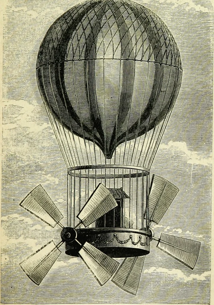 An illustration from Les aérostats, 1887, leaf 74