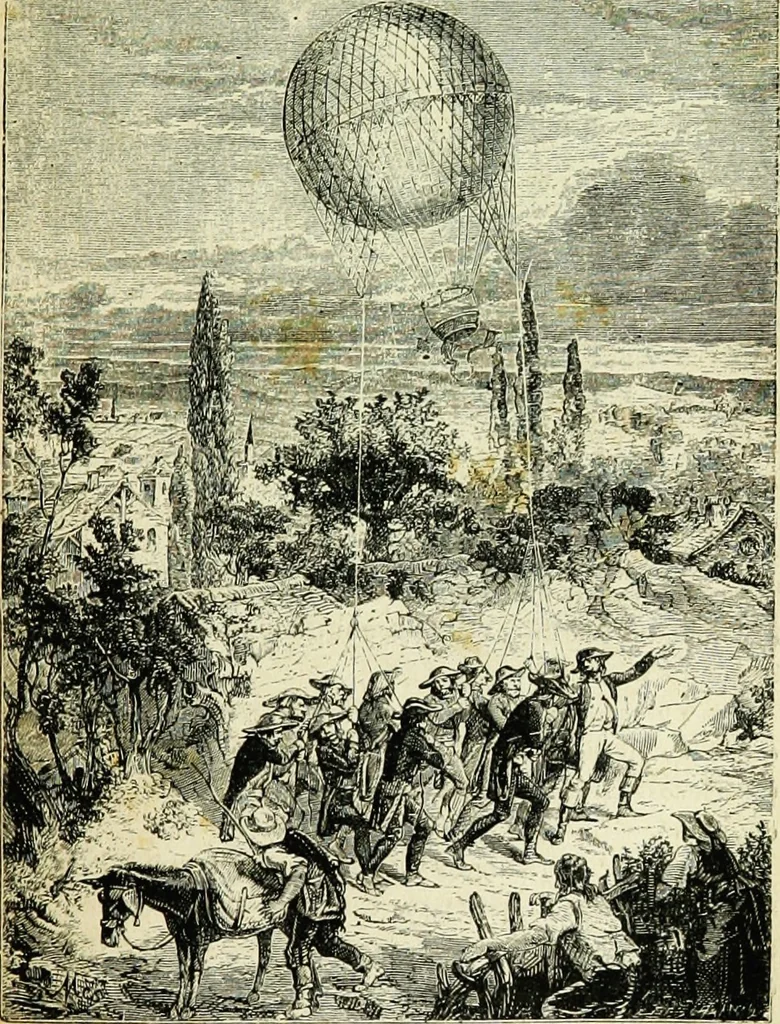 An illustration from Les aérostats, 1887, leaf 88