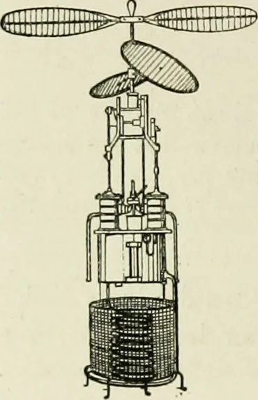 An illustration from La navigation aérienne : l'aviation et la direction des aérostats dans les temps anciens et modernes, 1886, leaf 129