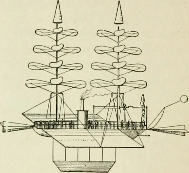 An illustration from La navigation aérienne : l'aviation et la direction des aérostats dans les temps anciens et modernes, 1886, leaf 131