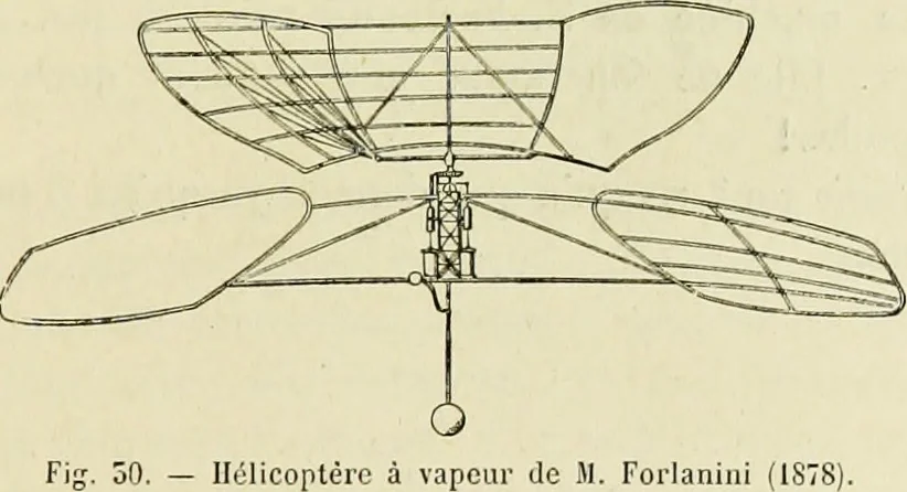 An illustration from La navigation aérienne : l'aviation et la direction des aérostats dans les temps anciens et modernes, 1886, leaf 134