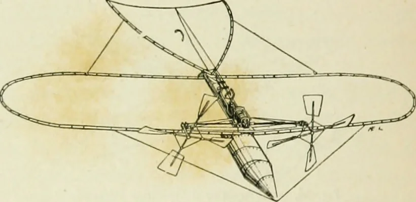 An illustration from La navigation aérienne : l'aviation et la direction des aérostats dans les temps anciens et modernes, 1886, leaf 155