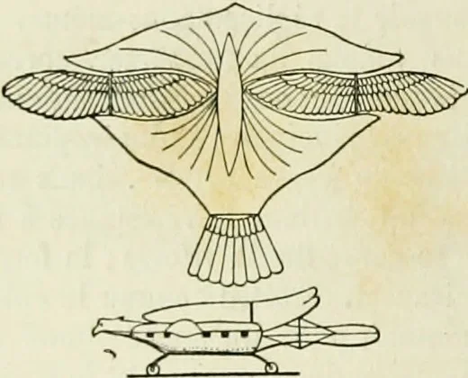 An illustration from La navigation aérienne : l'aviation et la direction des aérostats dans les temps anciens et modernes, 1886, leaf 157