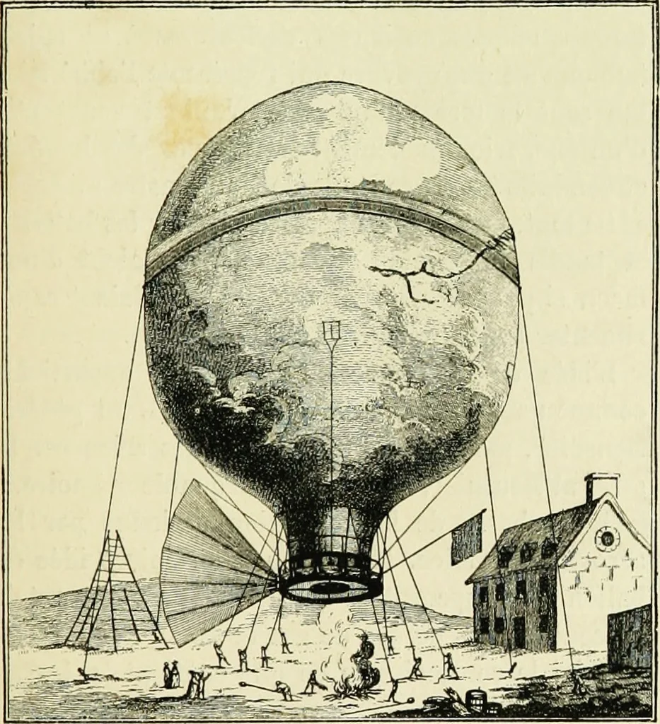 An illustration from La navigation aérienne : l'aviation et la direction des aérostats dans les temps anciens et modernes, 1886, leaf 170