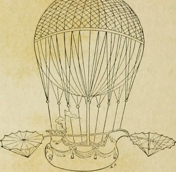 An illustration from La navigation aérienne : l'aviation et la direction des aérostats dans les temps anciens et modernes, 1886, leaf 189
