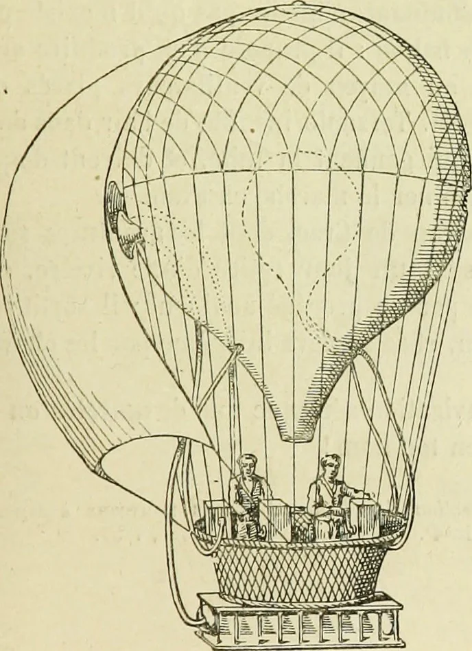 An illustration from La navigation aérienne : l'aviation et la direction des aérostats dans les temps anciens et modernes, 1886, leaf 204