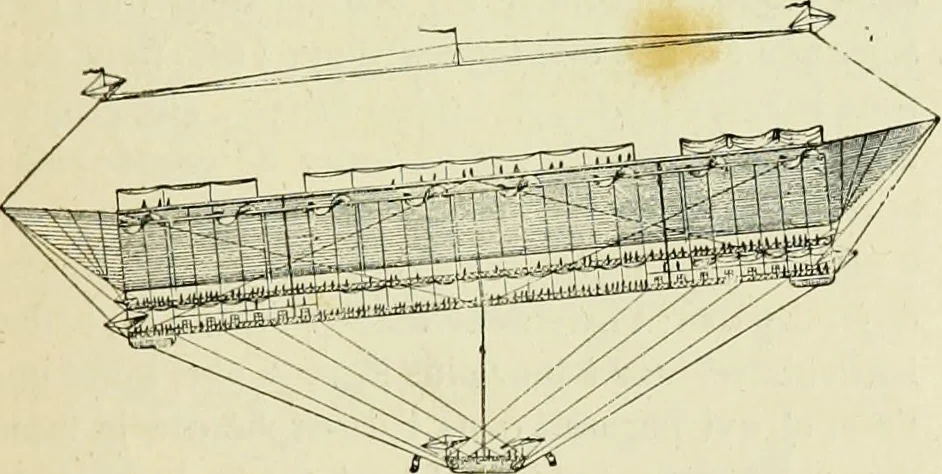 An illustration from La navigation aérienne : l'aviation et la direction des aérostats dans les temps anciens et modernes, 1886, leaf 222
