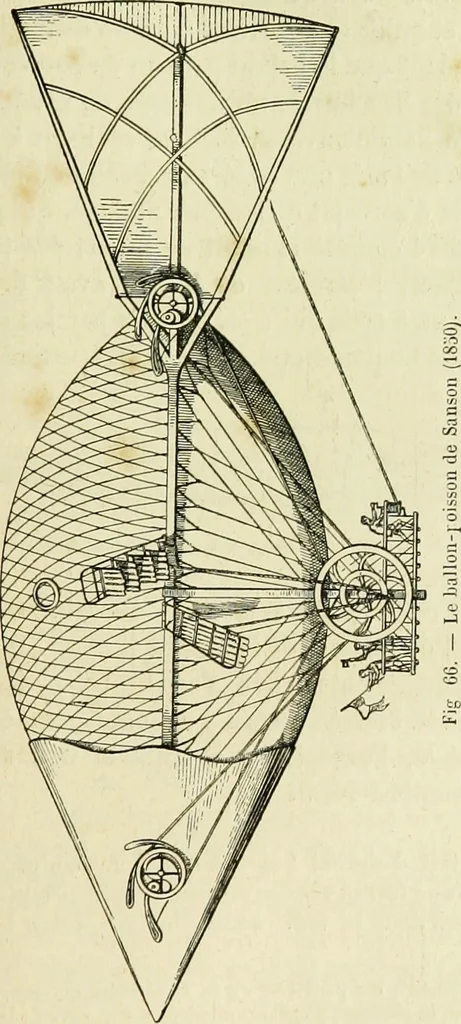An illustration from La navigation aérienne : l'aviation et la direction des aérostats dans les temps anciens et modernes, 1886, leaf 242
