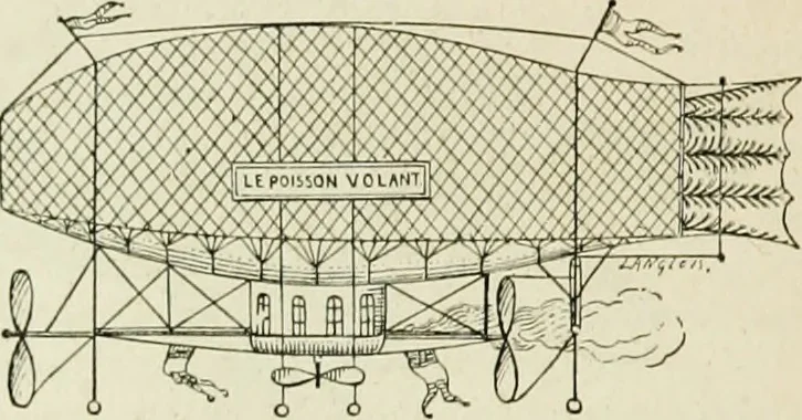 An illustration from La navigation aérienne : l'aviation et la direction des aérostats dans les temps anciens et modernes, 1886, leaf 247