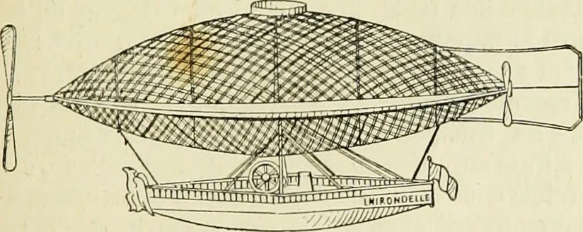 An illustration from La navigation aérienne : l'aviation et la direction des aérostats dans les temps anciens et modernes, 1886, leaf 252