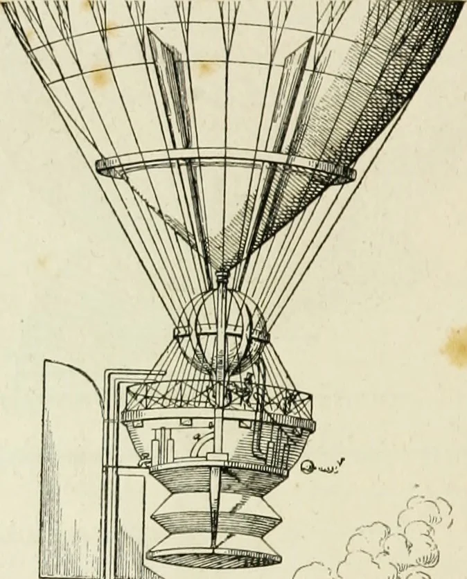 An illustration from La navigation aérienne : l'aviation et la direction des aérostats dans les temps anciens et modernes, 1886, leaf 259