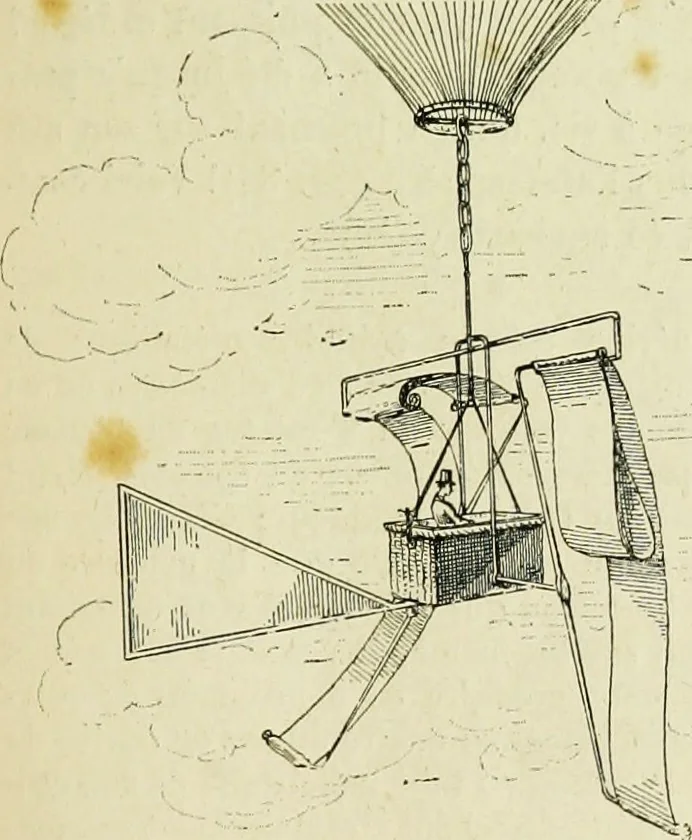 An illustration from La navigation aérienne : l'aviation et la direction des aérostats dans les temps anciens et modernes, 1886, leaf 260