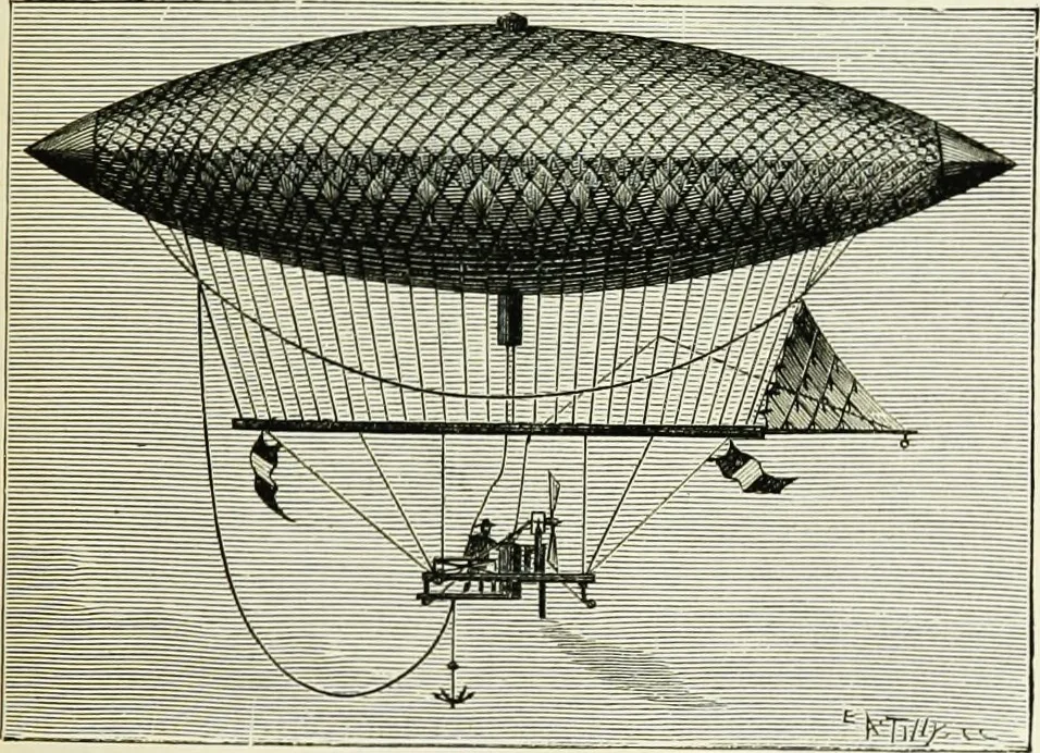 An illustration from La navigation aérienne : l'aviation et la direction des aérostats dans les temps anciens et modernes, 1886, leaf 272