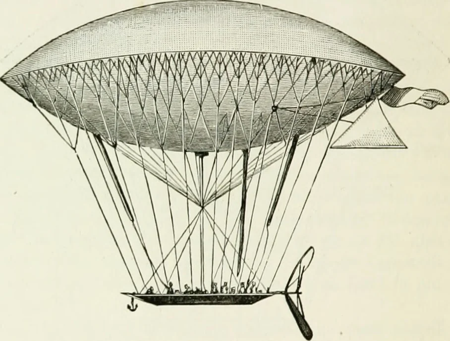 An illustration from La navigation aérienne : l'aviation et la direction des aérostats dans les temps anciens et modernes, 1886, leaf 289