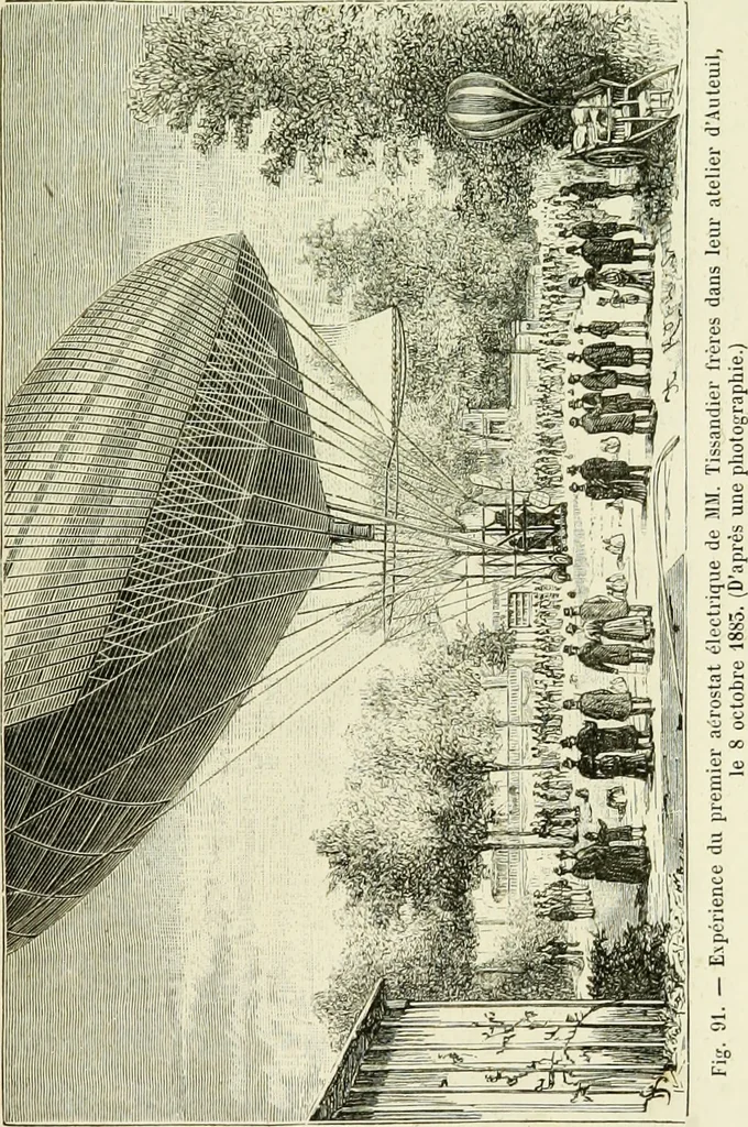 An illustration from La navigation aérienne : l'aviation et la direction des aérostats dans les temps anciens et modernes, 1886, leaf 304