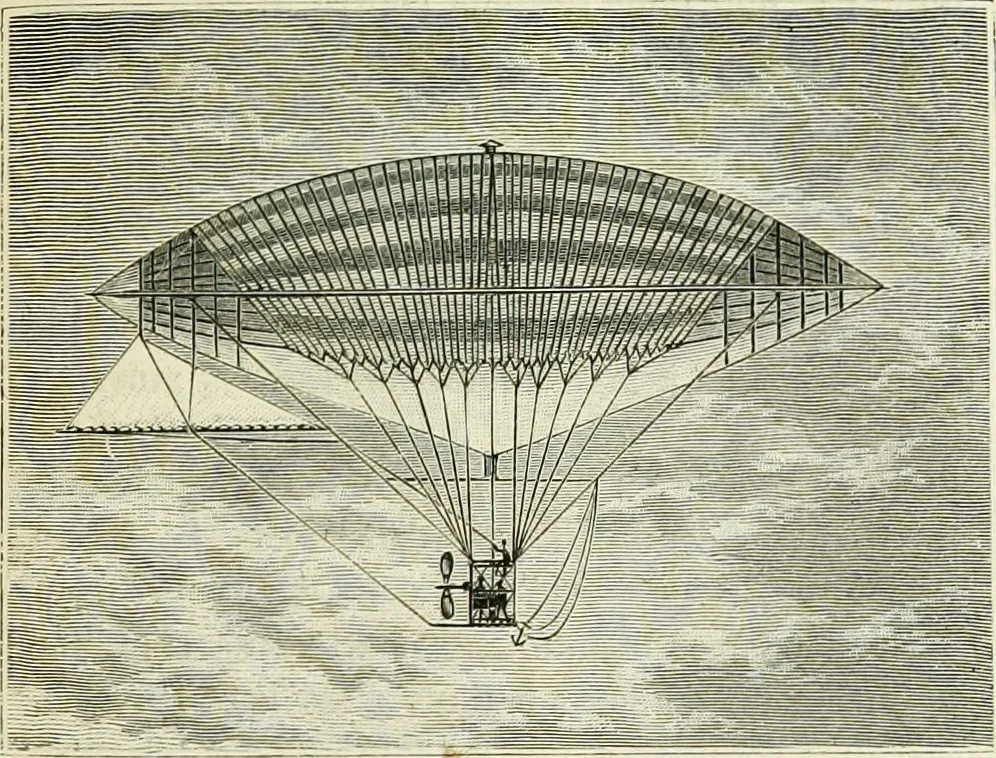 An illustration from La navigation aérienne : l'aviation et la direction des aérostats dans les temps anciens et modernes, 1886, leaf 310