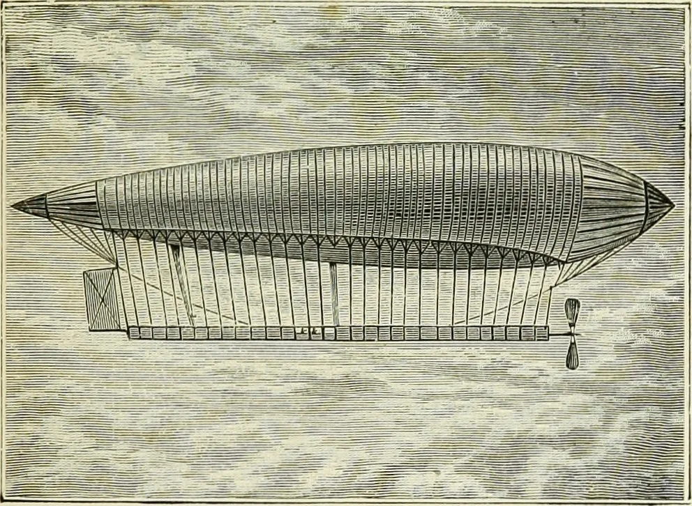 An illustration from La navigation aérienne : l'aviation et la direction des aérostats dans les temps anciens et modernes, 1886, leaf 322