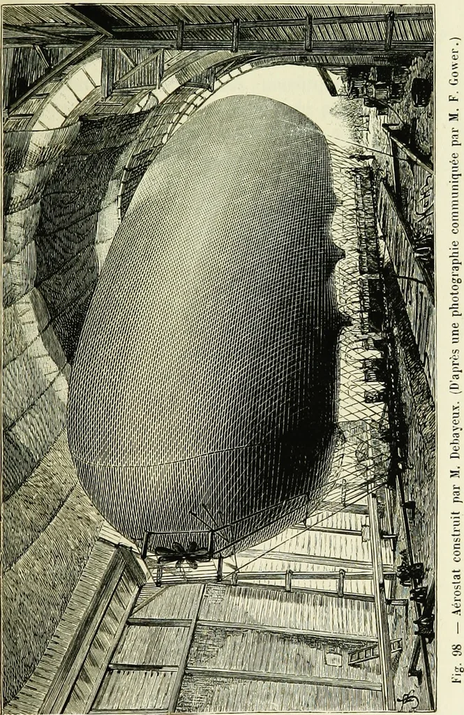 An illustration from La navigation aérienne : l'aviation et la direction des aérostats dans les temps anciens et modernes, 1886, leaf 334
