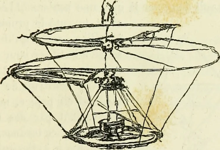 An illustration from La navigation aérienne : l'aviation et la direction des aérostats dans les temps anciens et modernes, 1886, leaf 36