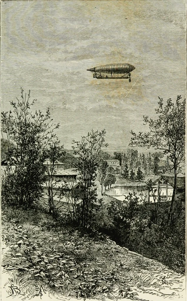 An illustration from La navigation aérienne : l'aviation et la direction des aérostats dans les temps anciens et modernes, 1886, leaf 7