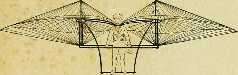 An illustration from La navigation aérienne : l'aviation et la direction des aérostats dans les temps anciens et modernes, 1886, leaf 92