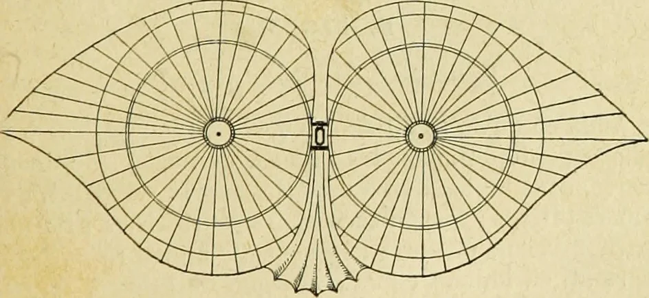 An illustration from La navigation aérienne : l'aviation et la direction des aérostats dans les temps anciens et modernes, 1886, leaf 92