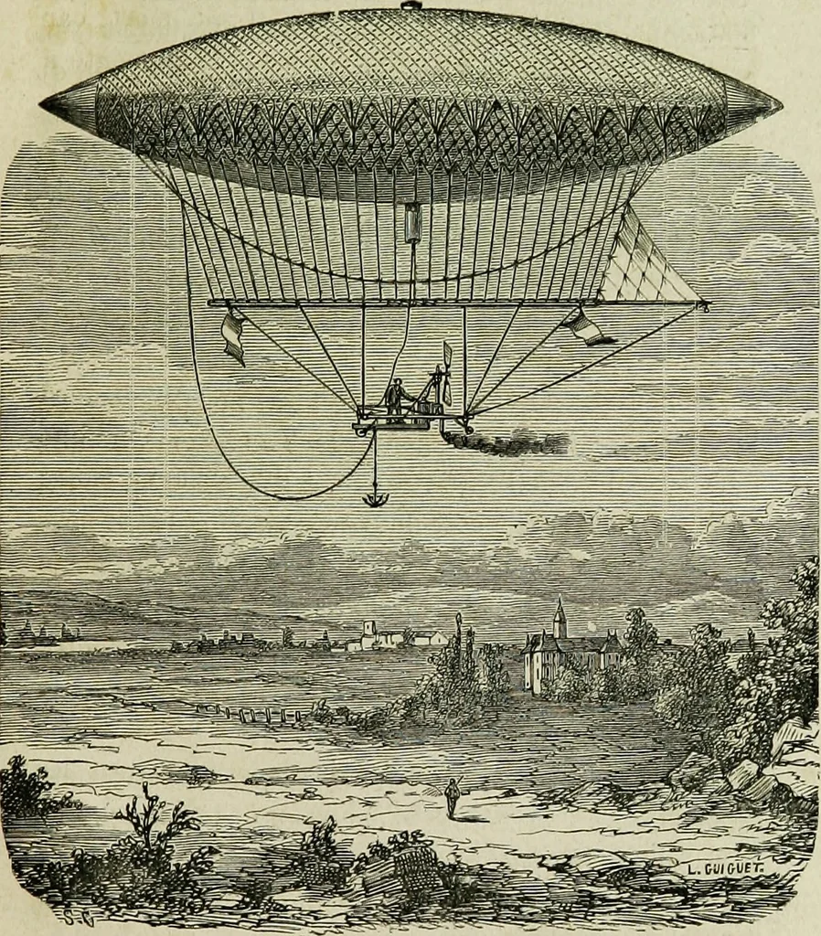 An illustration from Les ballons dirigeables : expériences de m. Henri Giffard en 1852 et en 1855 et de m. Dupuy de Lôme en 1872, 1872, leaf 16