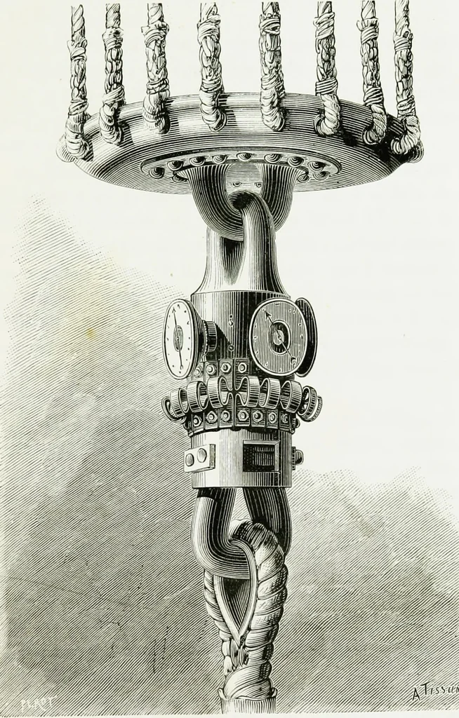 An illustration from Le grand ballon captif à vapeur de M. Henry Giffard : cour des Tuileries--Paris, 1878, 1878, leaf 58