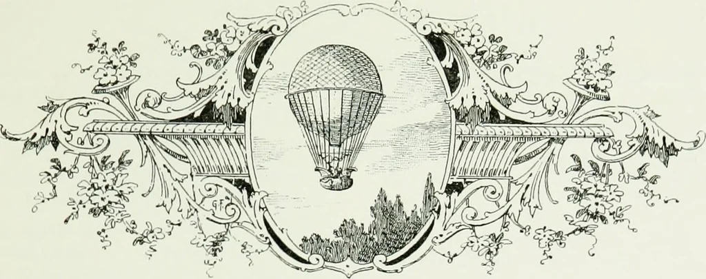 An illustration from Bibliographie aéronautique : catalogue de livres d'histoire, de science, de voyages et de fantaisie, traitant de la navigation aérienne ou des aérostats, 1887, leaf 42
