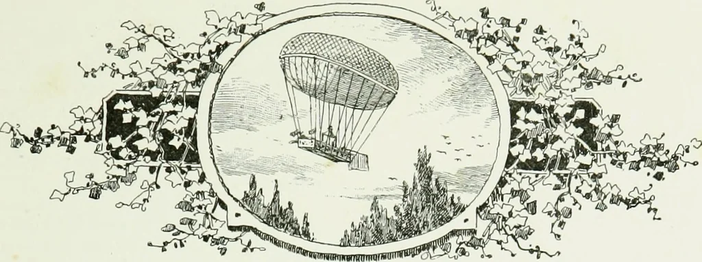 An illustration from Bibliographie aéronautique : catalogue de livres d'histoire, de science, de voyages et de fantaisie, traitant de la navigation aérienne ou des aérostats, 1887, leaf 44