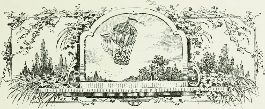 An illustration from Bibliographie aéronautique : catalogue de livres d'histoire, de science, de voyages et de fantaisie, traitant de la navigation aérienne ou des aérostats, 1887, leaf 46