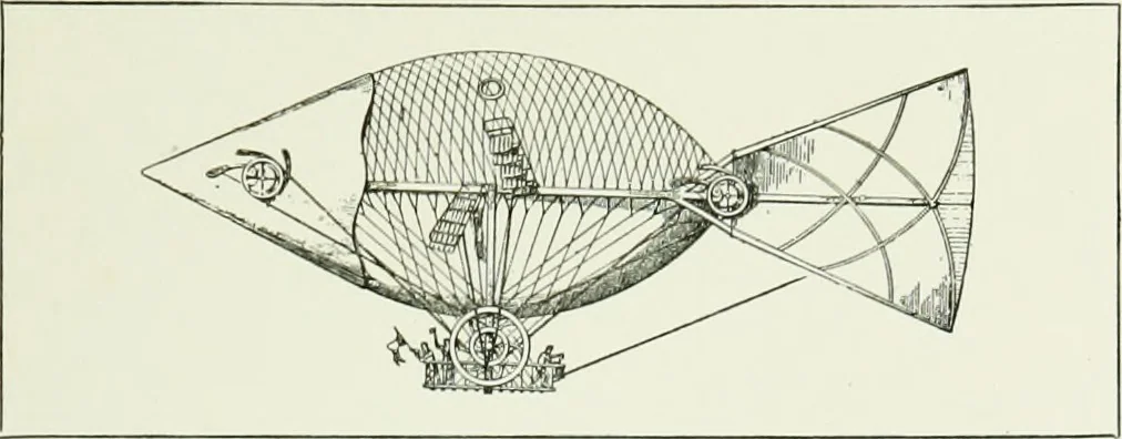 An illustration from Bibliographie aéronautique : catalogue de livres d'histoire, de science, de voyages et de fantaisie, traitant de la navigation aérienne ou des aérostats, 1887, leaf 66