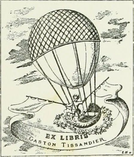 An illustration from Bibliographie aéronautique : catalogue de livres d'histoire, de science, de voyages et de fantaisie, traitant de la navigation aérienne ou des aérostats, 1887, leaf 66