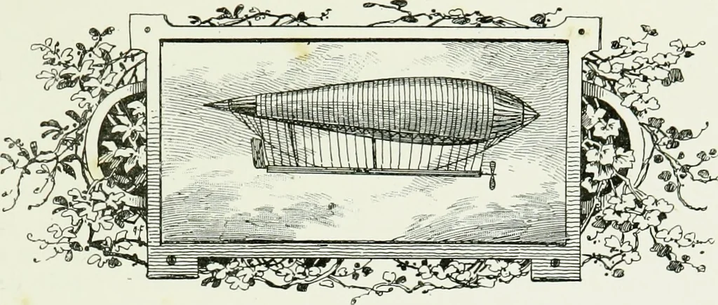 An illustration from Bibliographie aéronautique : catalogue de livres d'histoire, de science, de voyages et de fantaisie, traitant de la navigation aérienne ou des aérostats, 1887, leaf 8