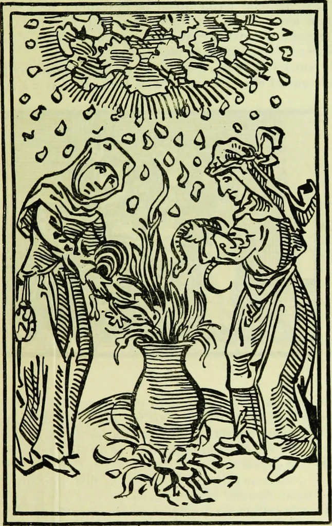 An illustration from Le sabbat de sorciers, 1890, leaf 38
