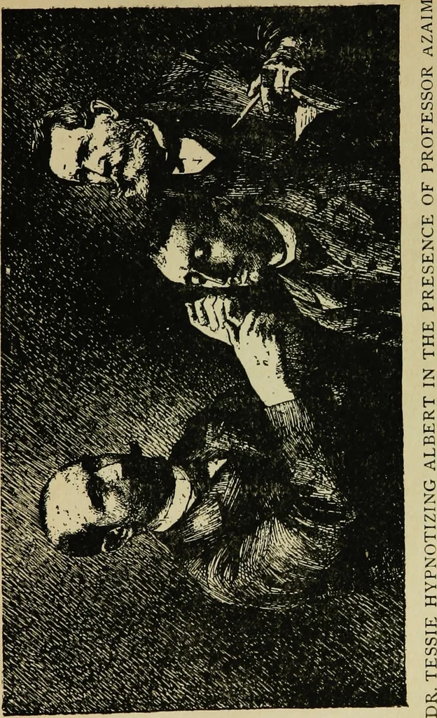 An illustration from Complete hypnotism, mesmerism, mind-reading and spiritualism : how to hypnotize, being an exhaustive and practical system of method, application and use, 1903, leaf 172