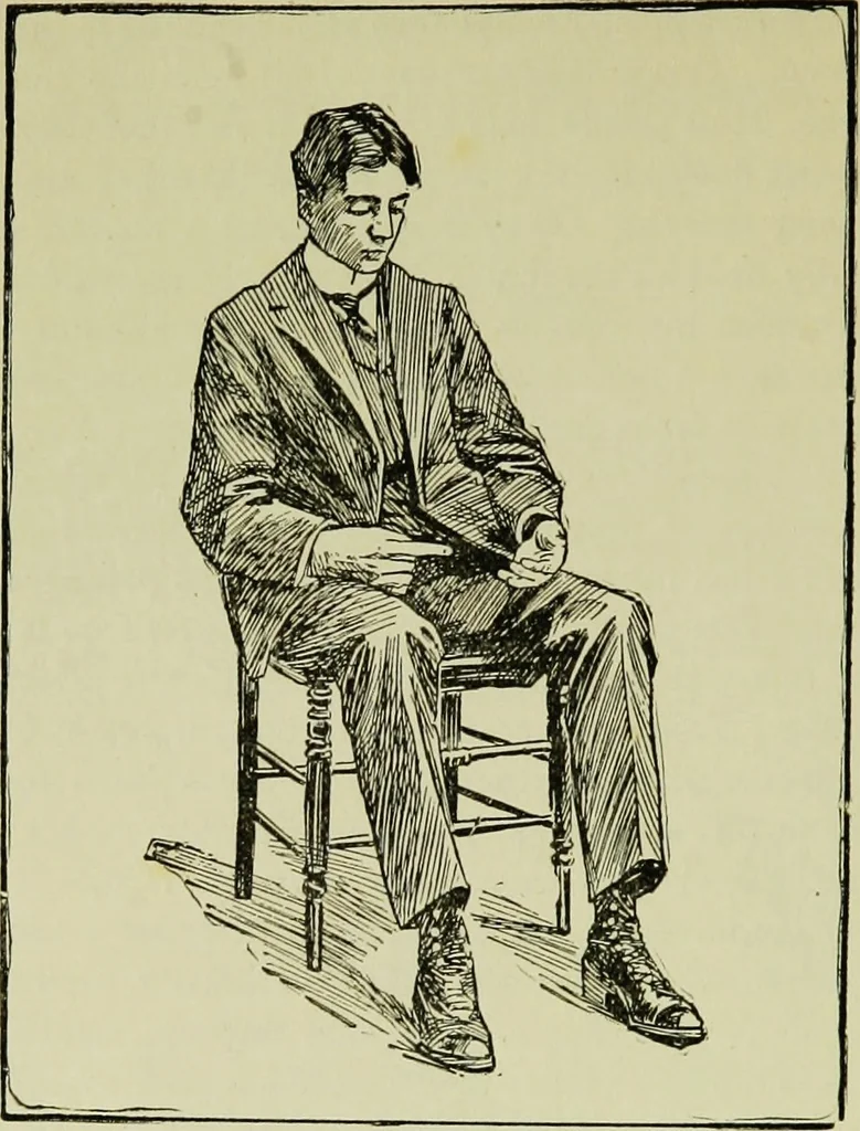 An illustration from Hypnotism and hynotic suggestion; a treatise on the uses and possibilities of hynotism, suggestion and allied phenomena, 1900, leaf 55