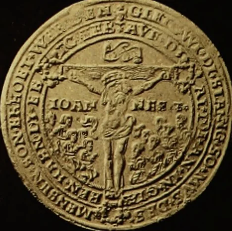 An illustration from Pestilentia in nummis. Geschichte der grossen Volkskrankheiten in numismatischen Documenten. Ein Beitrag zur Geschichte der Medicin und der Cultur, 1882, leaf 209