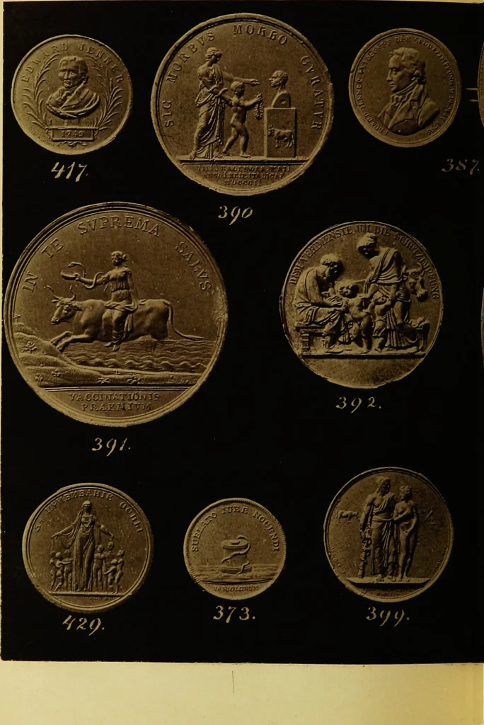 An illustration from Pestilentia in nummis. Geschichte der grossen Volkskrankheiten in numismatischen Documenten. Ein Beitrag zur Geschichte der Medicin und der Cultur, 1882, leaf 213