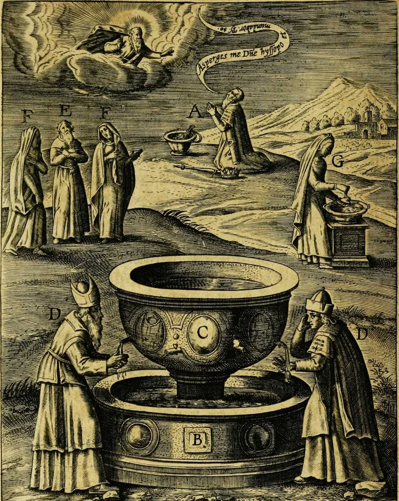An illustration from Duodecim specula deum aliquando videre desideranti concinnata, 1610, leaf 102