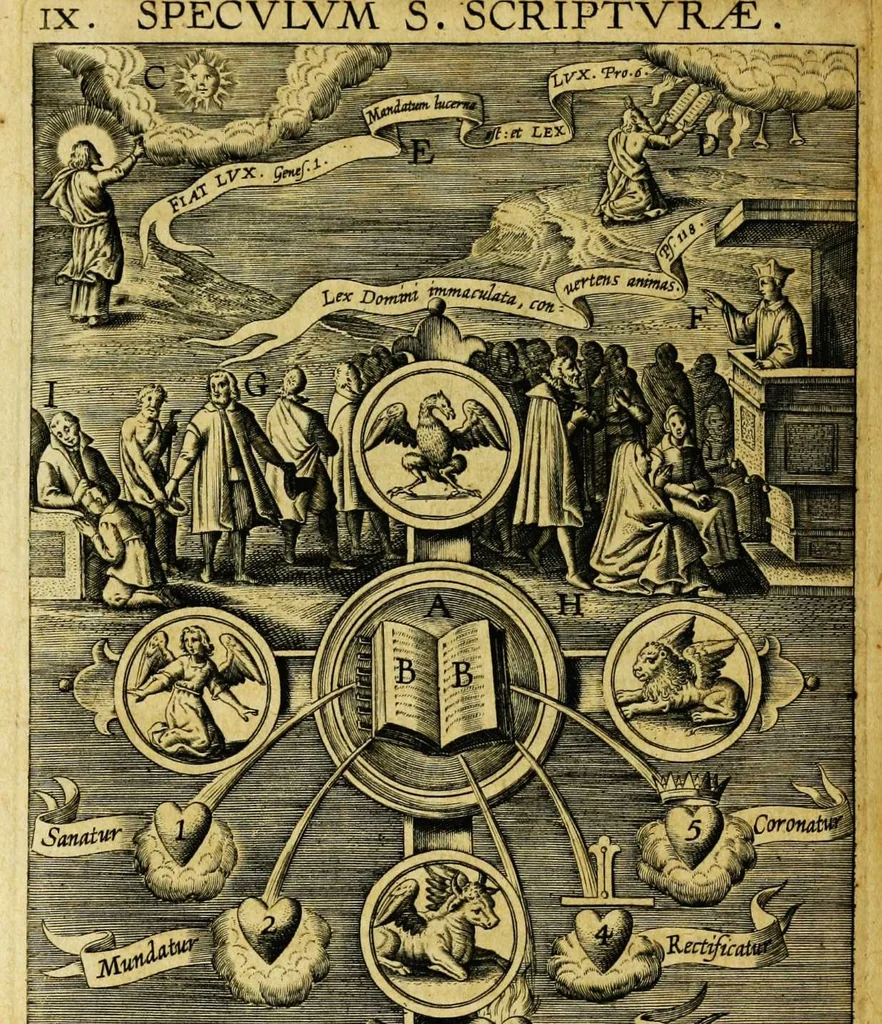 An illustration from Duodecim specula deum aliquando videre desideranti concinnata, 1610, leaf 130
