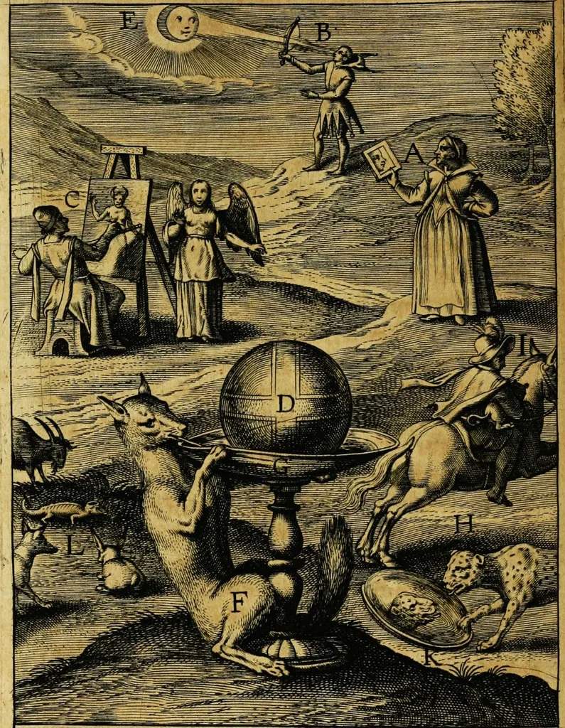An illustration from Duodecim specula deum aliquando videre desideranti concinnata, 1610, leaf 32