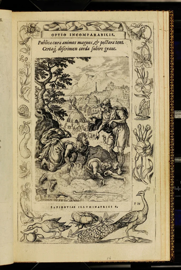An illustration from Humanae salutis monumenta, 1571, leaf 33
