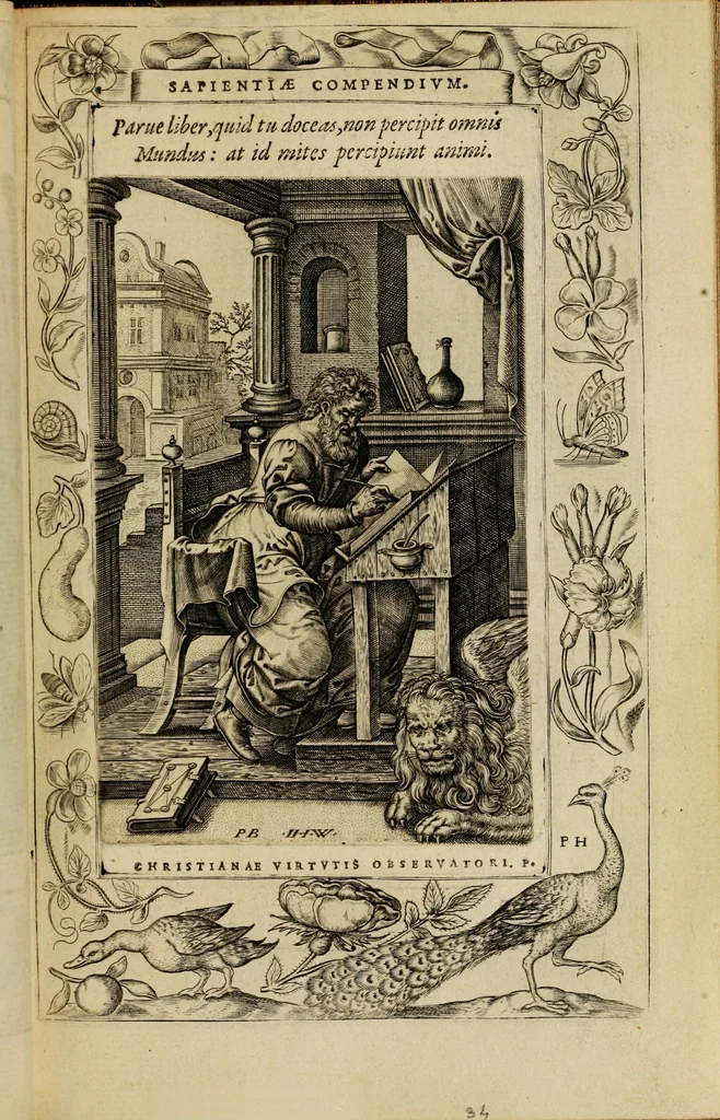 An illustration from Humanae salutis monumenta, 1571, leaf 73