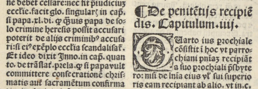An illustration from Parrochiale curatorum prestantissimi sacre theologie : necnon jurispontificii doctoris et artium magistri, ac ecclesie Pataviensis canonici domini Michaelis Lochmaier. Huc properate gregis preciosa morte redempti rectores : vobis scribitur iste liber. Condita si vultis hic cuncta revolvere scripta : vobis, et gregibus pascua leta dabunt., 1509, leaf 45