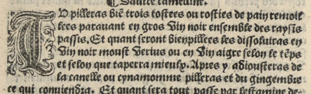 An illustration from Platine en françoys, tres utile et necessaire pour le corps humain, qui traicte de honneste volupte et de toutes viandes et choses que lhomme mange : quelles vertus ont : et en quoy nuysent ou prouffitent au corps humain et comment se doyvent apprester ou appareiller : et de faire a chascune dicelles viandes soit chair ou poisson sa propre sausce : et des proprietez et vertus que ont lesdictes viandes. Et du lieu et place convenable a lhomme pour habiter : et de plusieurs aultres gentillesses parquoy lhomme se peult maintenir en prosperite et sante sans avoir grant indigence davoir aultre medecin sil est homme de raison., 1519, leaf 291