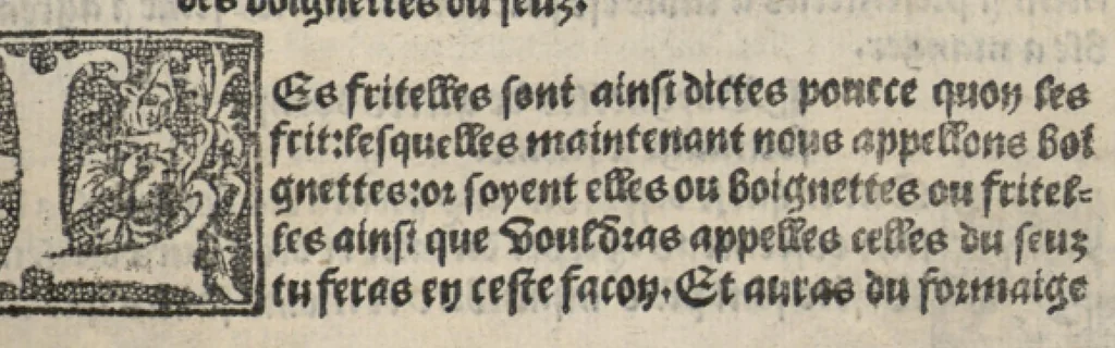 An illustration from Platine en françoys, tres utile et necessaire pour le corps humain, qui traicte de honneste volupte et de toutes viandes et choses que lhomme mange : quelles vertus ont : et en quoy nuysent ou prouffitent au corps humain et comment se doyvent apprester ou appareiller : et de faire a chascune dicelles viandes soit chair ou poisson sa propre sausce : et des proprietez et vertus que ont lesdictes viandes. Et du lieu et place convenable a lhomme pour habiter : et de plusieurs aultres gentillesses parquoy lhomme se peult maintenir en prosperite et sante sans avoir grant indigence davoir aultre medecin sil est homme de raison., 1519, leaf 312
