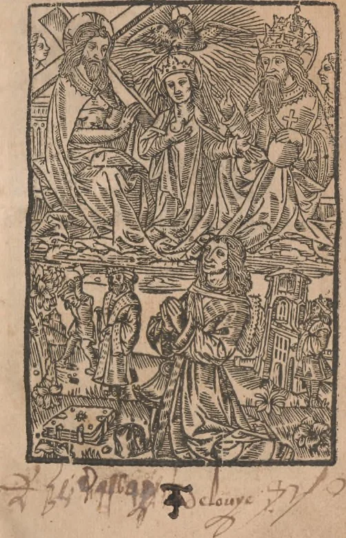 An illustration from [Breviarium practicae. Français (?) :] Le trésor des pauvres, 1503, leaf 10