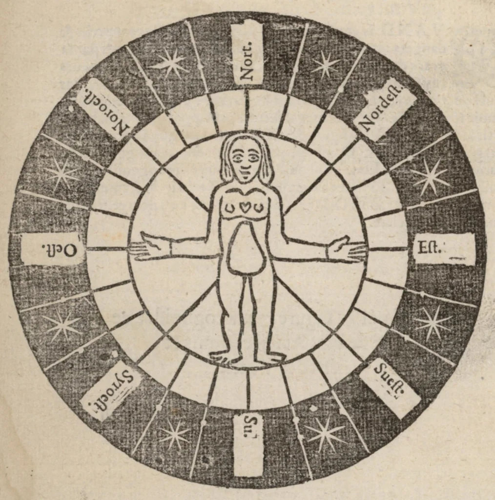 An illustration from Le Grand routier, pilotage et encrage de mer, tant des parties de France, Bretaigne, Angleterre que haultes Alemaignes... revueu et corrigé, 1571, leaf 13