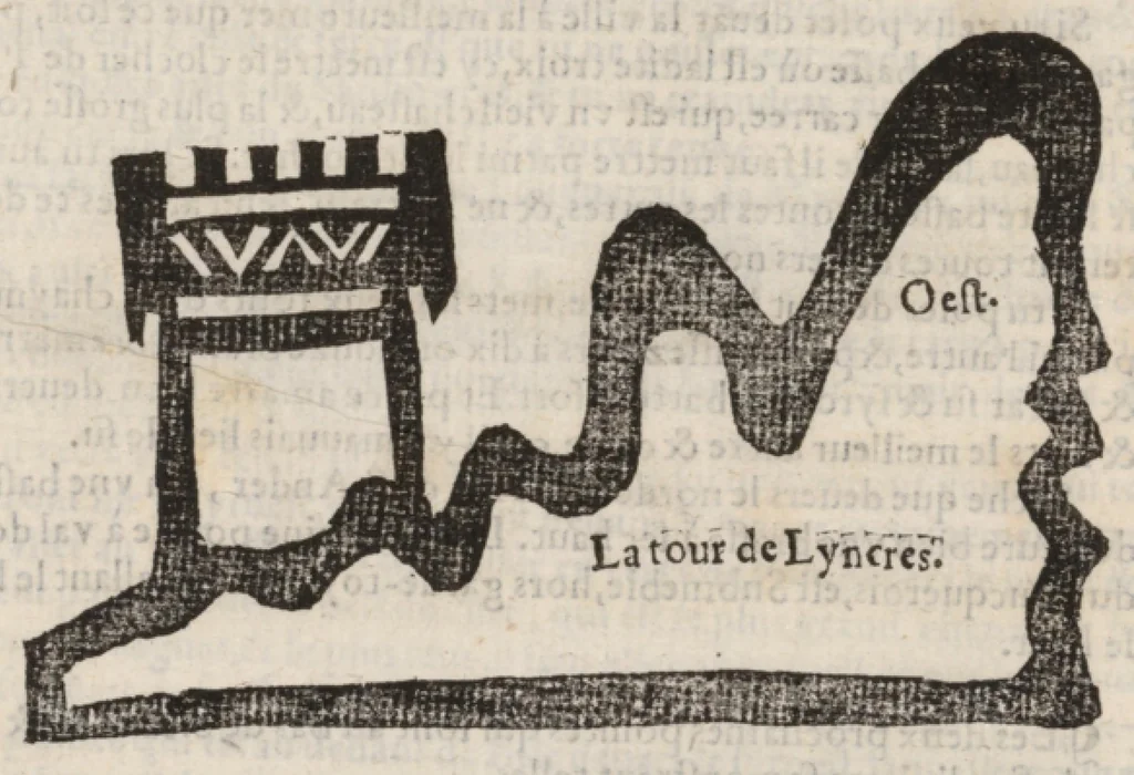 An illustration from Le Grand routier, pilotage et encrage de mer, tant des parties de France, Bretaigne, Angleterre que haultes Alemaignes... revueu et corrigé, 1571, leaf 59